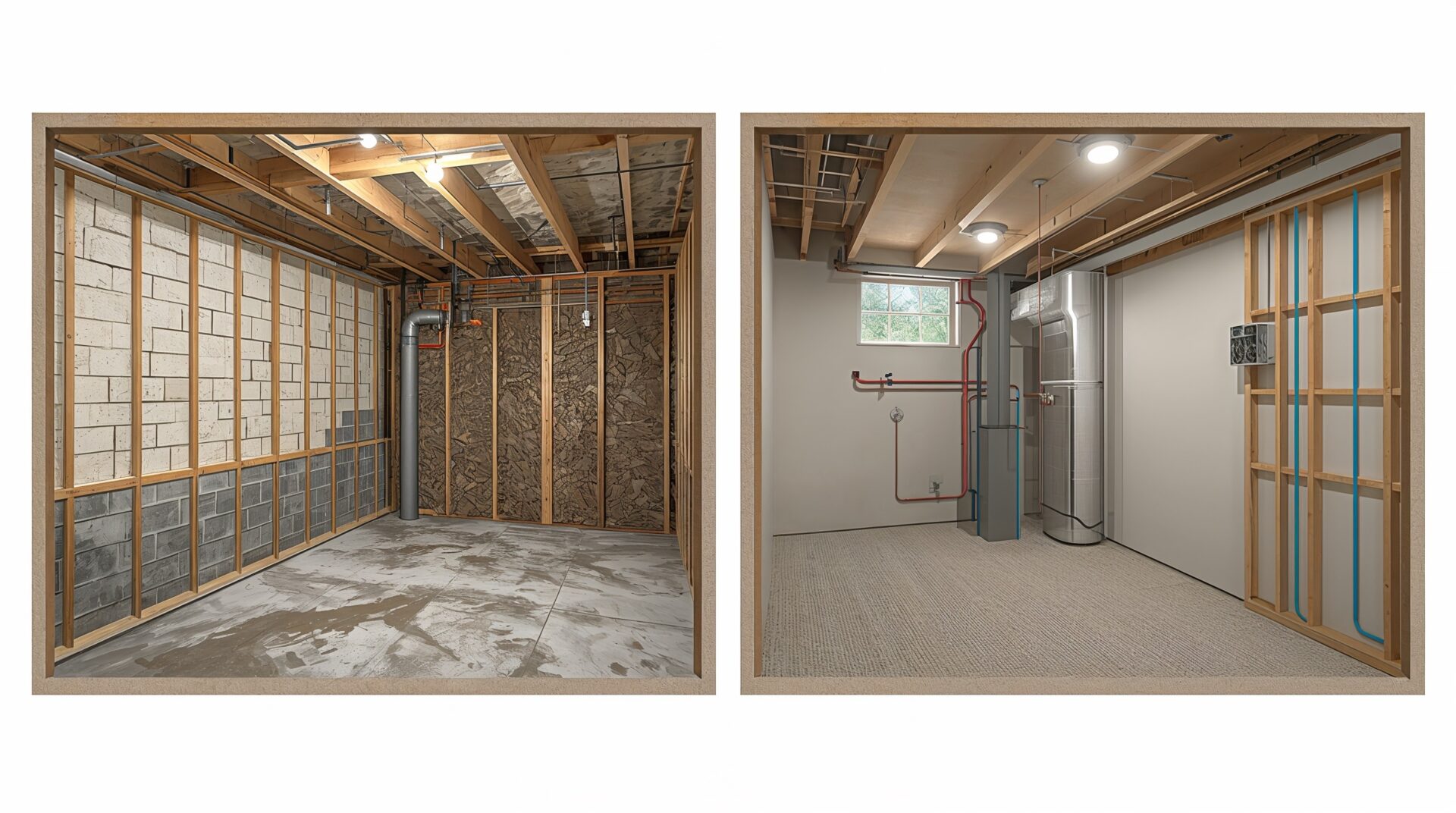 Finished vs unfinished basement mold challenges showing hidden and visible mold growth areas in Ontario homes