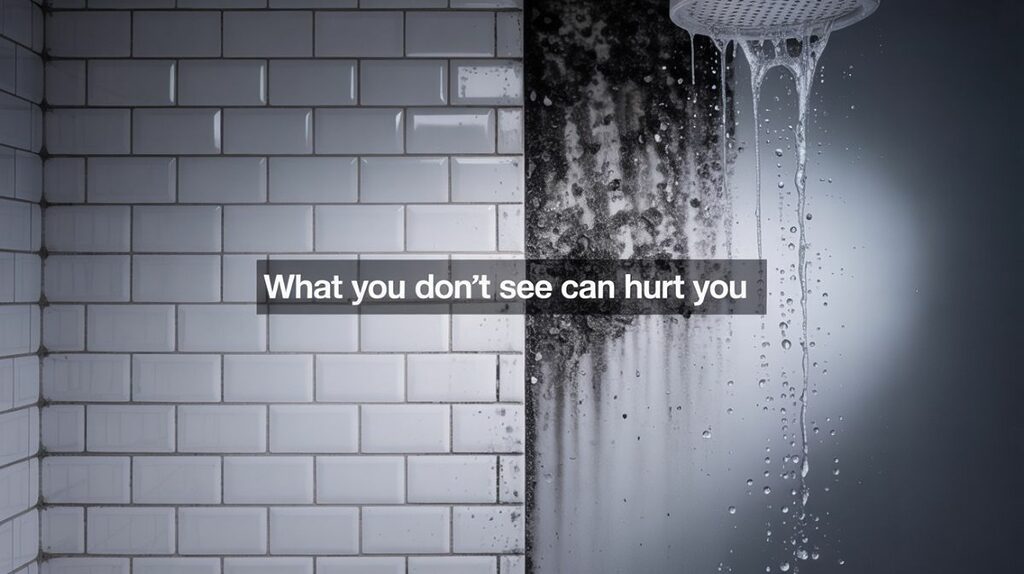 hidden bathroom mold behind tiles damage