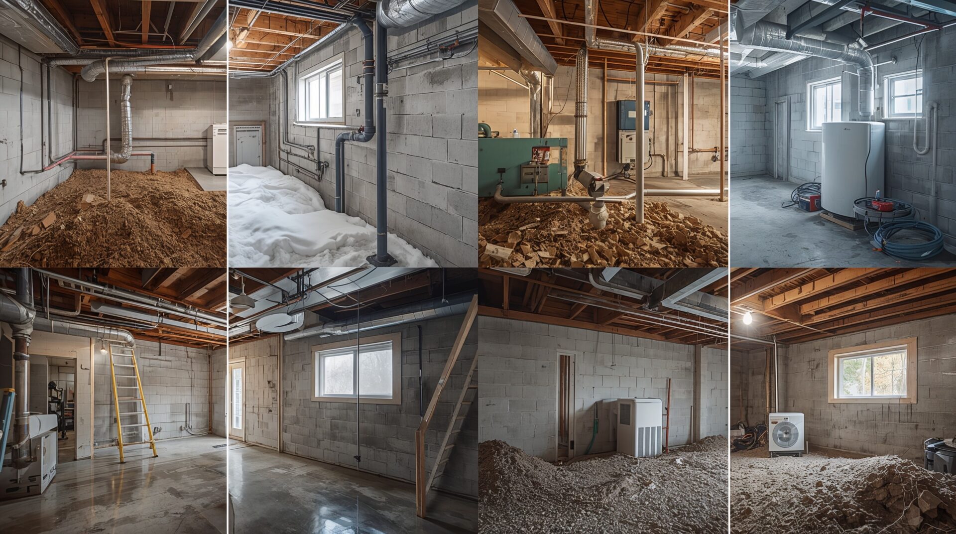 Seasonal basement mold prevention calendar showing year-round maintenance for Canadian climate conditions