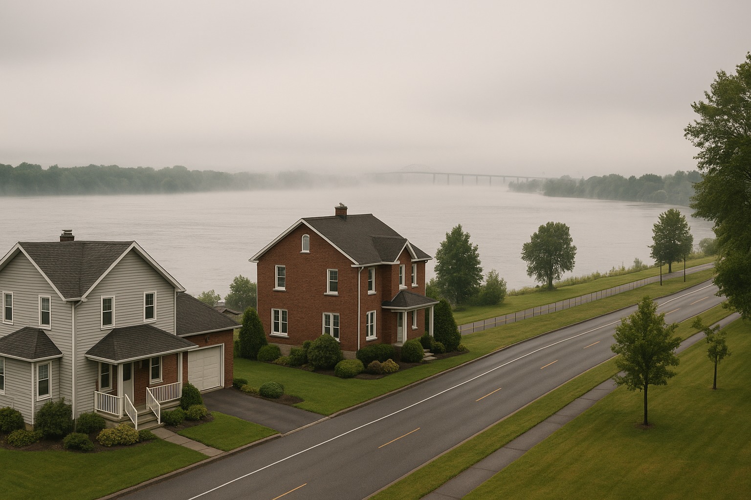 Cornwall mold inspection St Lawrence River waterfront showing moisture-rich environment