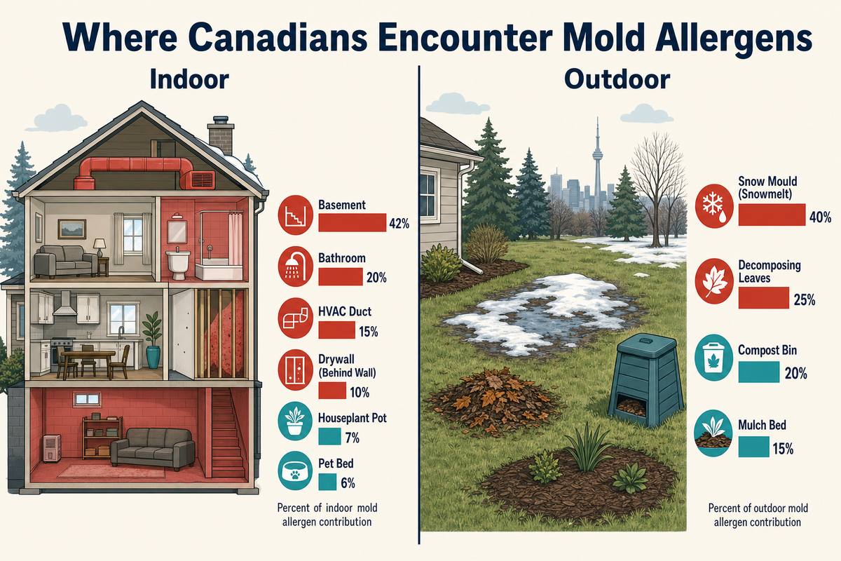 Indoor versus outdoor mold allergen exposure